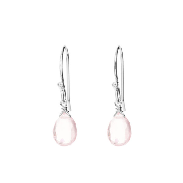 Ohrringe Tropfen, 925 Sterlingsilber, Rosenquarz