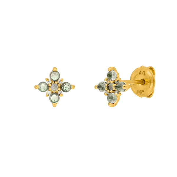Ohrstecker BLOOM, Labradorit/Aventurin, 18 Karat Gelbgold vergoldet