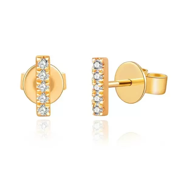 Leaf Jewelry Ohrstecker Bar mit Diamanten, 18 Gelbgold