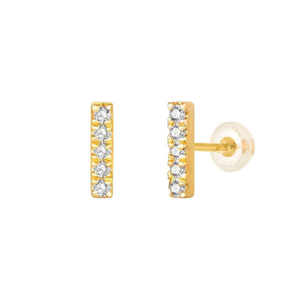Ohrstecker Bar mit Diamanten, 18 Karat Gelbgold
