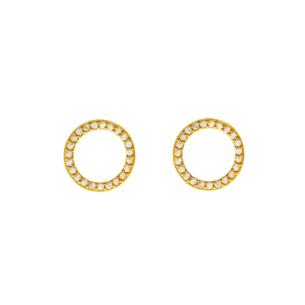 Leaf Jewelry Ohrstecker Circle Of Life mit Zirkonia, 18 K Gelbgold vergoldet