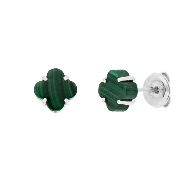 Ohrstecker Clover Gem, Malachit, 925 Sterlingsilber