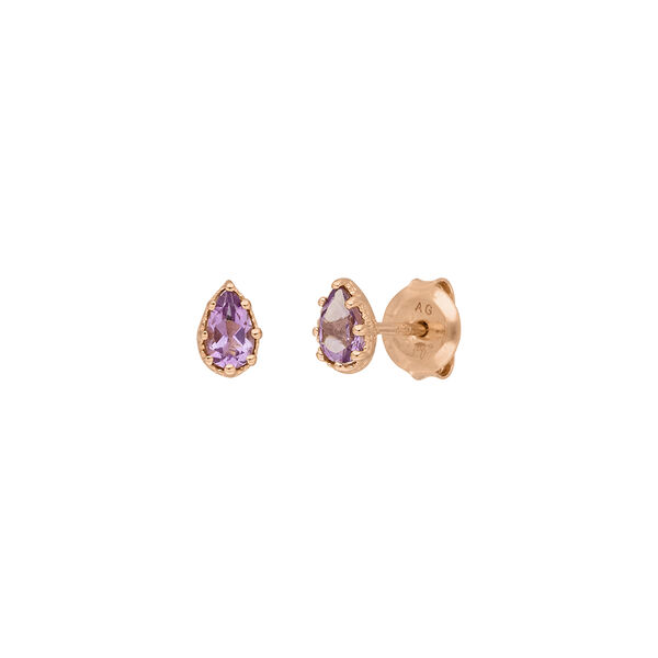 Ohrstecker Drop, Amethyst, 18 K Rosegold vergoldet