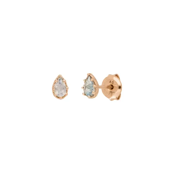 Leaf Jewelry Ohrstecker Drop, Labradorit, 18 K Rosegold vergoldet