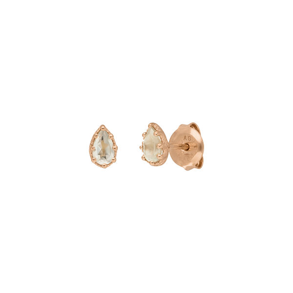 Ohrstecker Drop, Prehnit, 18 K Rosegold vergoldet