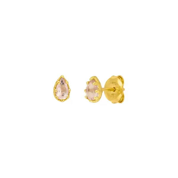 Leaf Jewelry Ohrstecker Drop, Rosenquarz, 18 K Gelbgold vergoldet