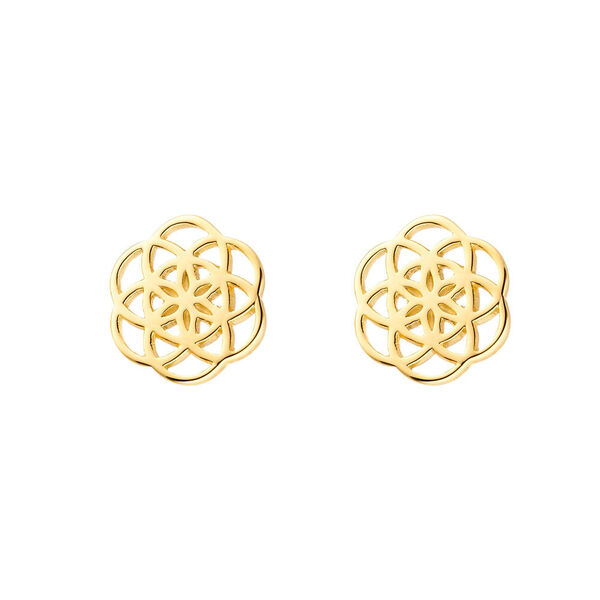 Ohrstecker Flower of Life, 18K Gelbgold vergoldet