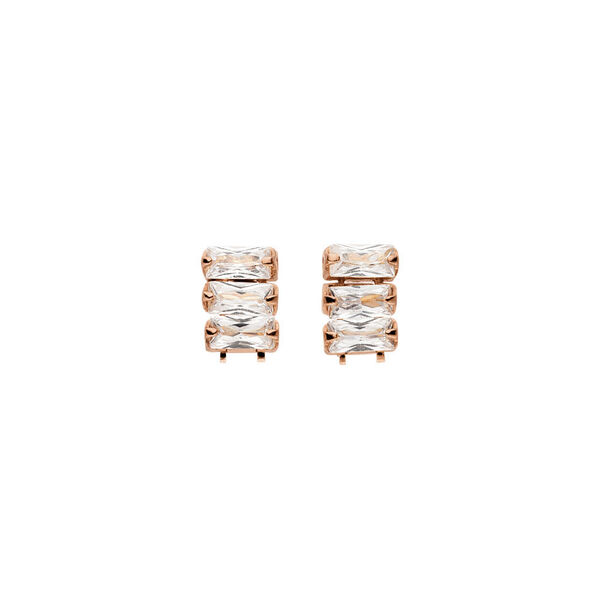 Ohrstecker ICE CUBE, Zirkonia, 18 K Rosegold vergoldet