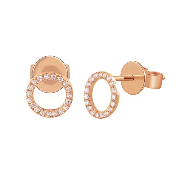 Leaf Jewelry Ohrringe Circle mit Diamanten, 18 K Rosegold