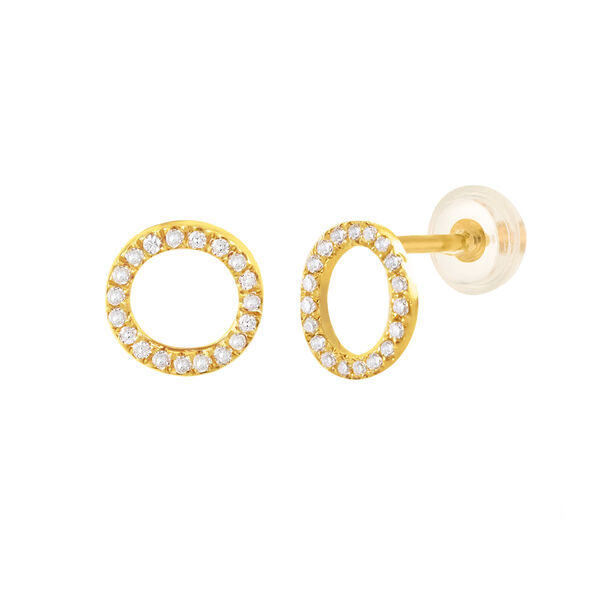 Ohrstecker Circle mit Diamanten, 18 Karat Gelbgold