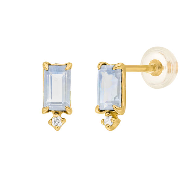 Ohrstecker Mondstein SQUARE, 14 Karat Gelbgold