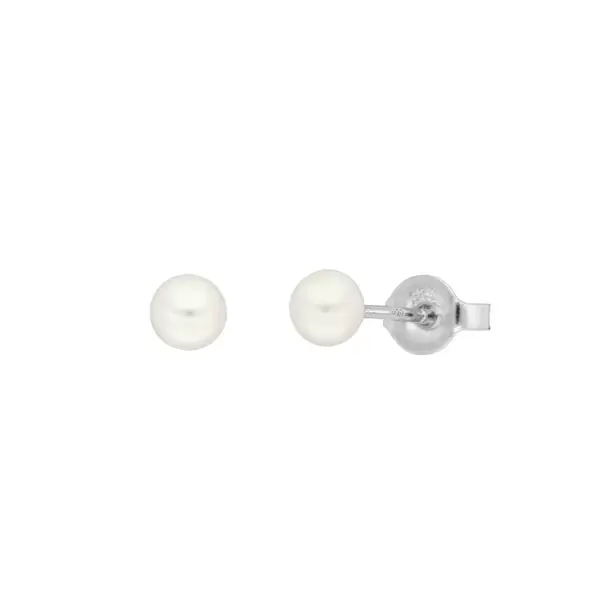 Leaf Jewelry Ohrstecker Perle, 4mm, 14 K Weißgold