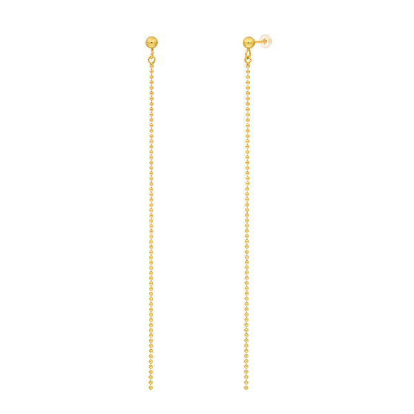 Ohrringe Ball Chain, 14 Karat Gelbgold