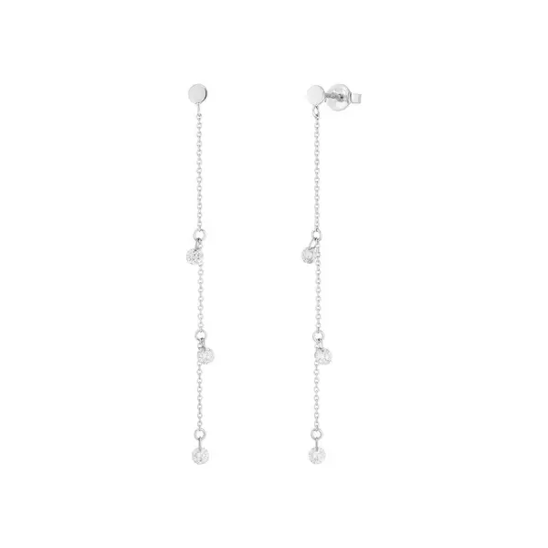 Leaf Jewelry Ohrringe Pure Chain mit Diamanten, 18 K Weissgold