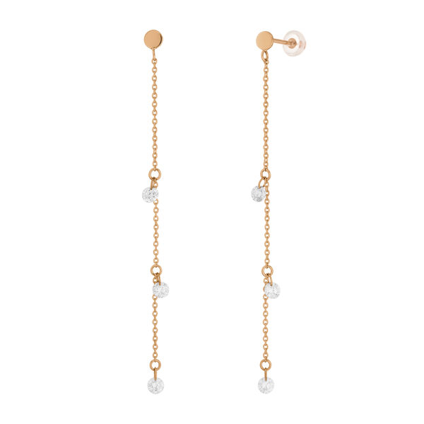 Ohrringe PURE Chain mit Diamanten, 18 Karat Rosegold