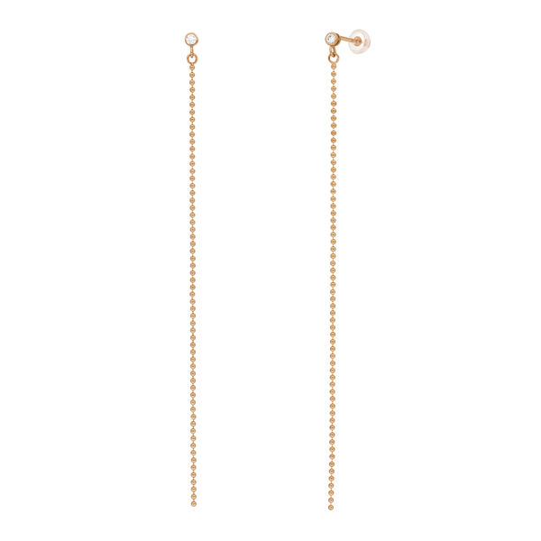 Ohrstecker MY FIRST DIAMOND, ball chain, 14 Karat Rosegold