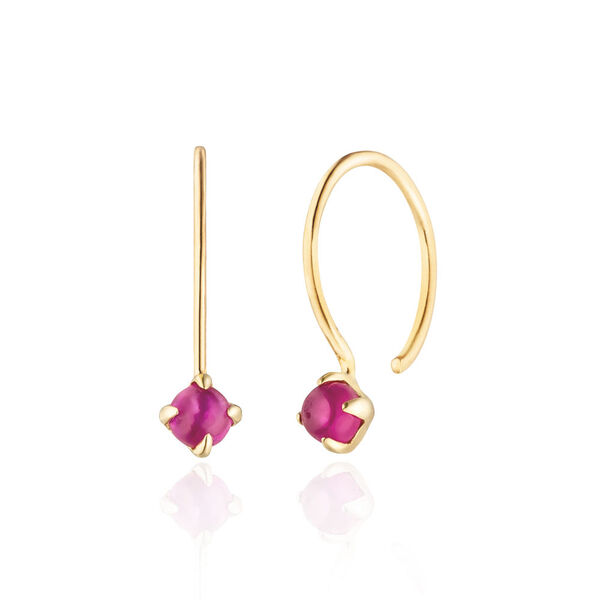Ohrringe Cabochon, Rubin, 14 Karat Gelbgold