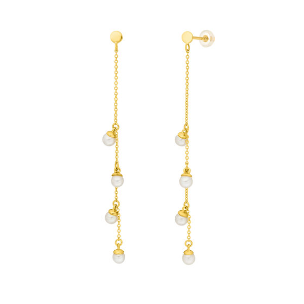 Ohrringe Perle Kette, 14 Karat Gelbgold