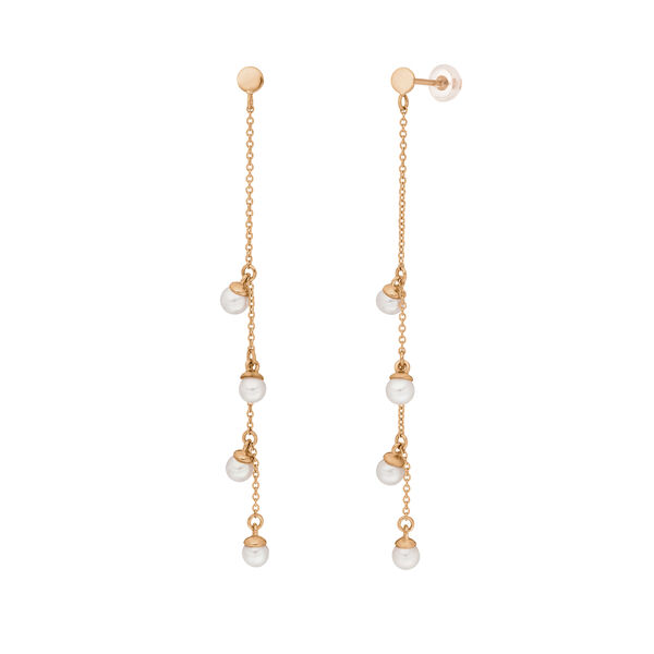 Ohrringe Perle Kette, 14 Karat Rosegold