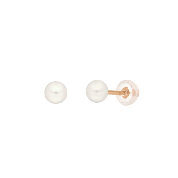 Ohrstecker Perle, 4mm, 14 Karat Rosegold