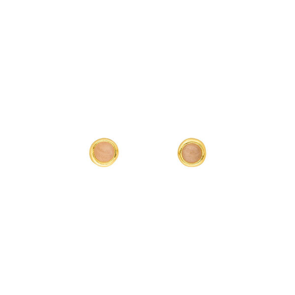 Ohrstecker Pure Peach Mondstein, 3mm, 18 K Gelbgold vergoldet