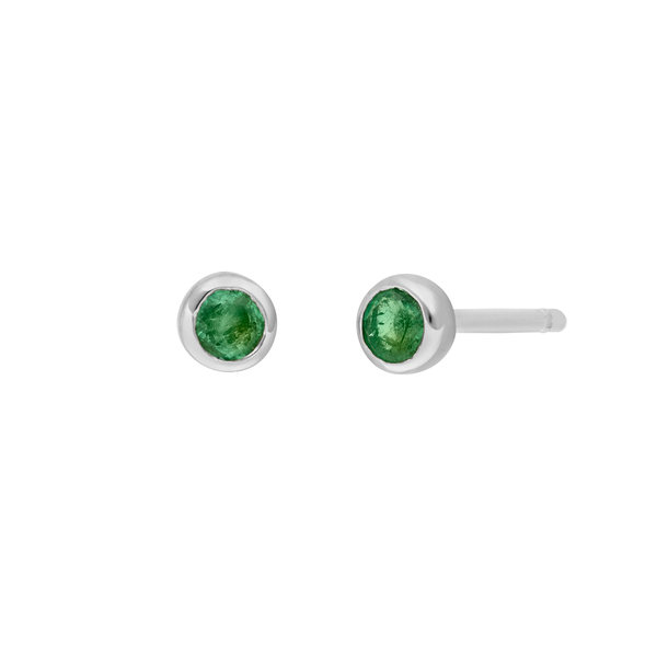 Leaf Jewelry Ohrstecker Smaragd, 14K Weißgold