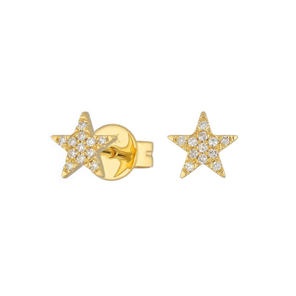 Ohrstecker Stern mit Diamanten, 14 Karat Gelbgold