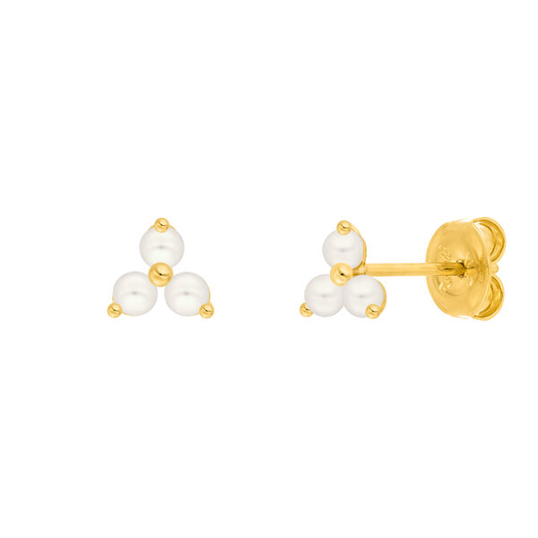 Ohrstecker Three Pearls, 18 Karat Gelbgold vergoldet