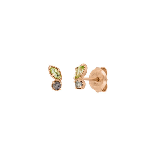 Ohrstecker Two Gems, Peridot, 18 K Rosegold vergoldet