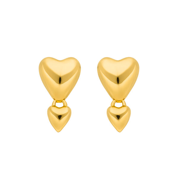 Ohrstecker Two Hearts, 18 K Gelbgold vergoldet