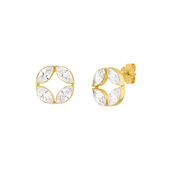 Ohrstecker Zirkonia Flower, 18 K Gelbgold vergoldet