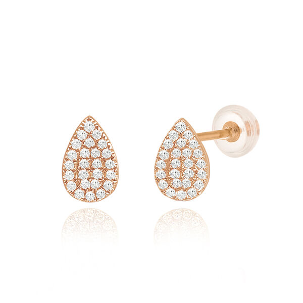 Ohrstecker Drops mit Diamanten, 18 Karat Rosegold