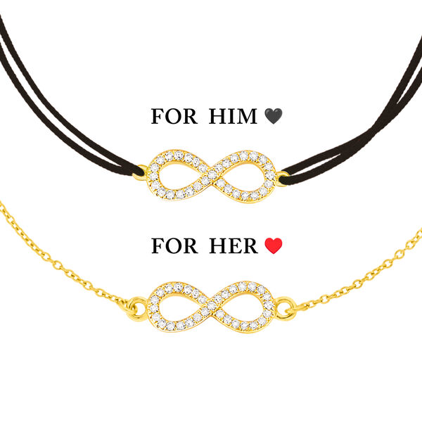 Partner Armbnder, INFINITY, Diamanten, 18 Karat Gelbgold