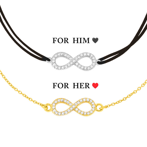 Partner Armb�nder, INFINITY, Diamanten, 18 Karat Wei�gold & Gelbgold