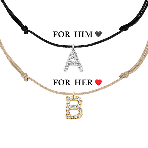 Partner Armb�nder, LETTER CHARM, 14 Karat Wei�gold & Gelbgold