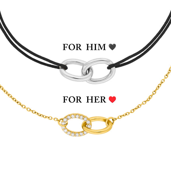 Partner Armband Set, ETERNAL TOUCH, 14 Karat Wei�gold & Gelbgold