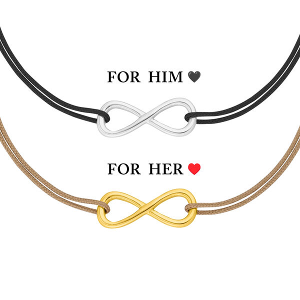 Partner Armband Set, INFINITY, 14 Karat Wei�gold & Gelbgold