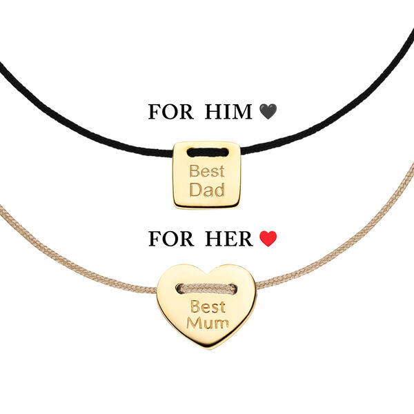 Partner Armband Set, MUM + DAD, 14 Karat Gelbgold