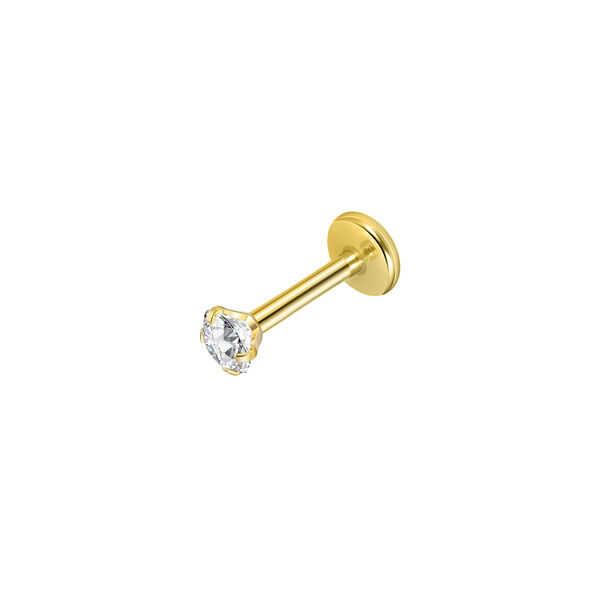 Piercing mit Zirkonia, Krappenfassung, vergoldetes Titan