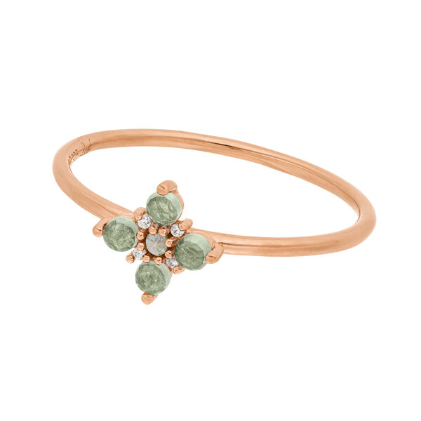 Ring BLOOM, Labradorit/Aventurin, 18 Karat Rosegold vergoldet