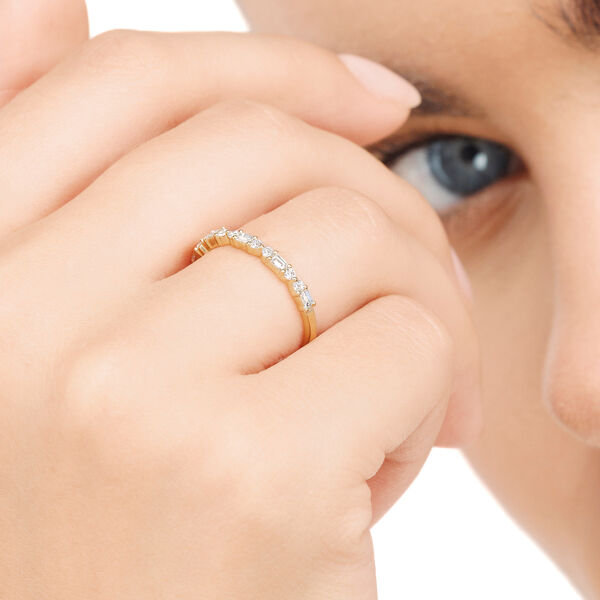Verlobungsring mit Baguette Diamanten, 14K Gelbgold, Gr.52 Bild 3