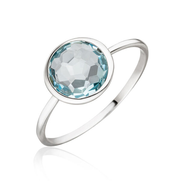 Ring Blauer Topas, 14 Karat Weigold