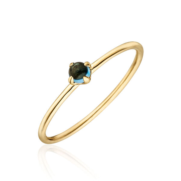 Ring Cabochon, 14 Karat Gelbgold, Blauer Topas