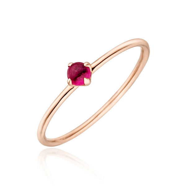 Ring Cabochon, 14 Karat Rosegold, Rubin
