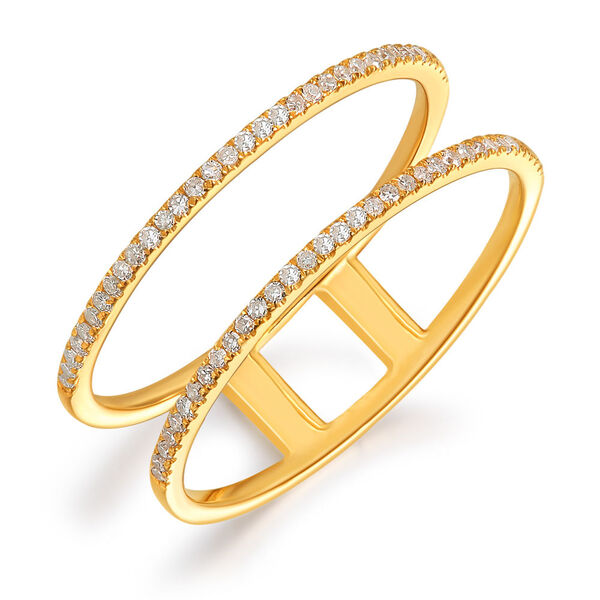 Ring Double mit Diamanten, 18 Karat Gelbgold