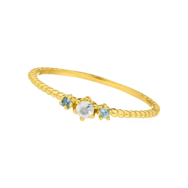 Leaf Jewelry Ring Gorgeous Gems, Blue Mix, 18 K Gelbgold vergoldet, Gr.50