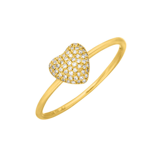 Ring Herz Full mit Diamanten, 18 K Gelbgold, Größe 46