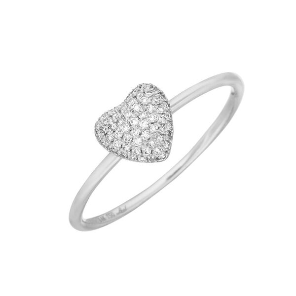 Ring Herz Full mit Diamanten, 18 K Weissgold, Größe 46