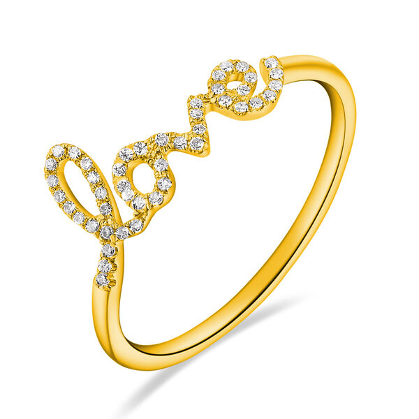 Ring Love 18K Gelbgold mit Diamanten, Größe 46