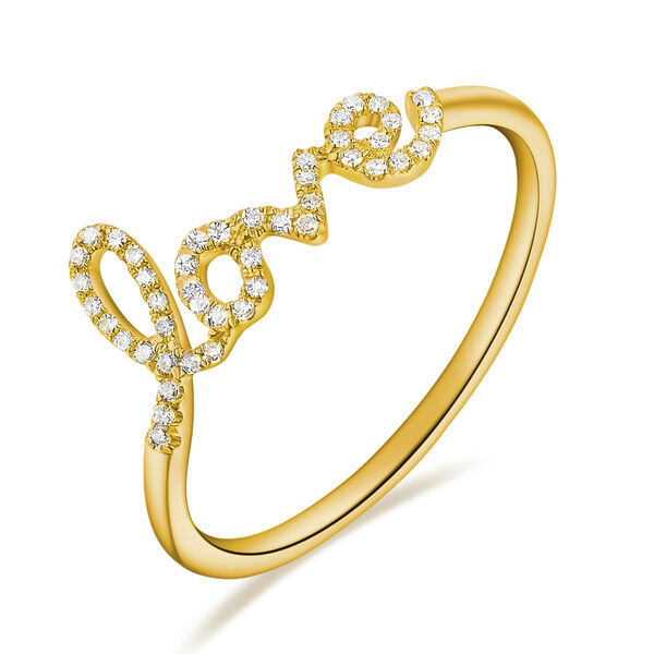 Ring Love mit Diamanten, 18 Karat Gelbgold, Gr.54